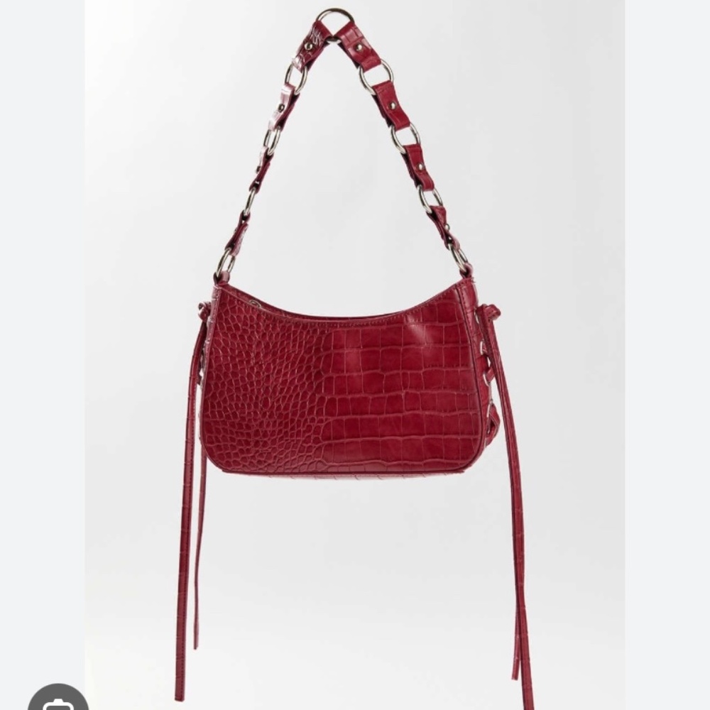 Urban Outfitters burgundy Kez Laced Baguette Bag